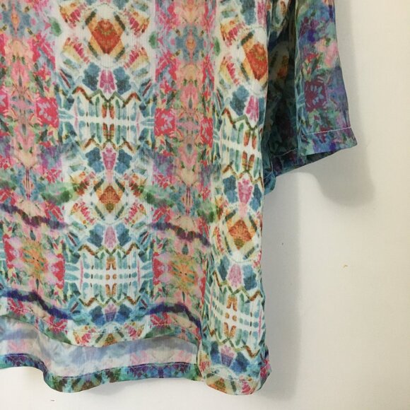 CHARLIE B Flowy Colourful Tribal Boho Tunic Popover Top - Picture 5 of 16